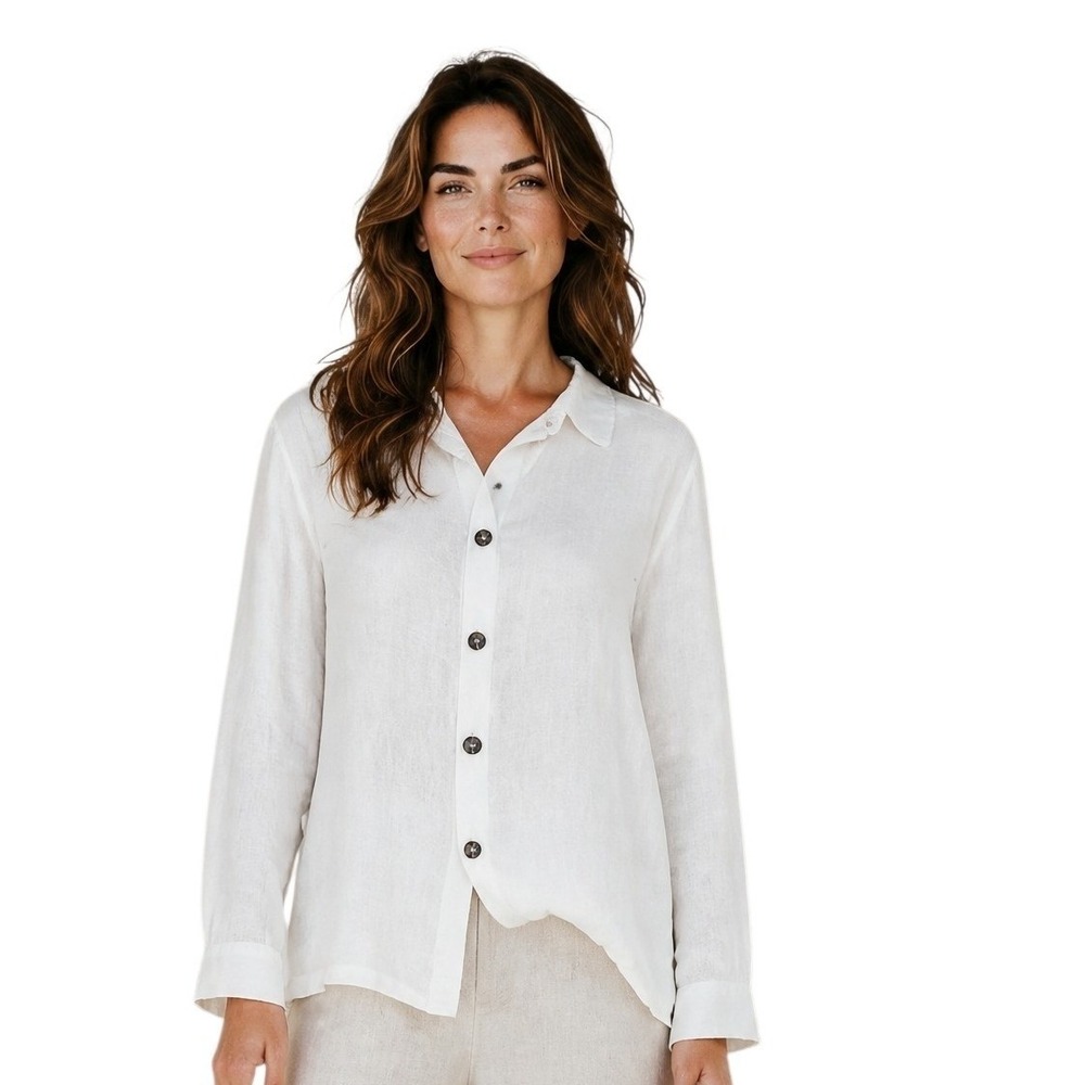 CP Shades Sausalito 100%Linen Womens size Large Lagenlook Resort Relaxed Fit Top